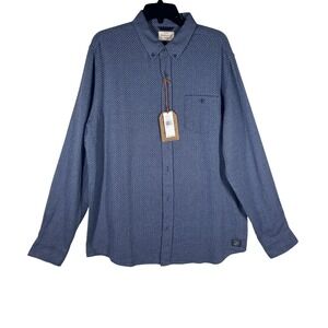 Weatherproof Vintage Shirt Men's Blue Geometric Print Button Down LS Large‎ NEW